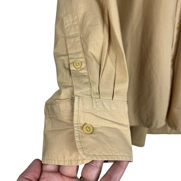 J.CREW Tan Etenne Oversized Fit Button up Collared Shirt Size Large Petite - Picture 4 of 8